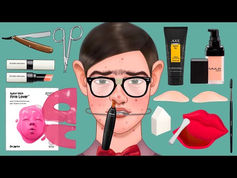 make up ASMR | Make-up transformation from a nerd student to a jock | HOW TO BECOME POPULAR
