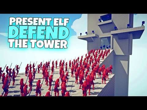 PRESENT ELF DEFEND THE TOWER vs EVERY UNIT - Totally Accurate Battle Simulator TABS