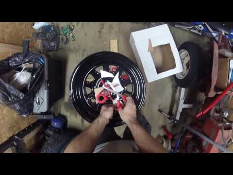 blazer's new rims and tires being put together