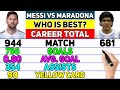 LIONEL MESSI VS DIEGO MARADONA CAREER COMPARED ⚽ MATCH, GOALS, ASSISTS, CARDS,AWARDS,TROPHIES & MORE