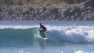 preview picture of video 'Surfer surprised by seals on Waikouaiti Beach, New Zealand'