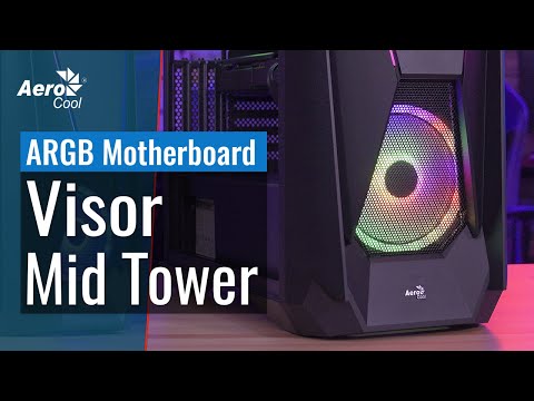 AEROCOOL PGS VISOR-G-BK-v1 ARGB Juodas Mid Tower PC dėklas video