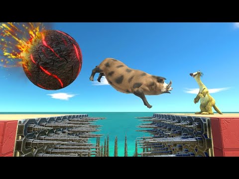 Avoid Fireballs and Jump Over Many Piercers - Animal Revolt Battle Simulator