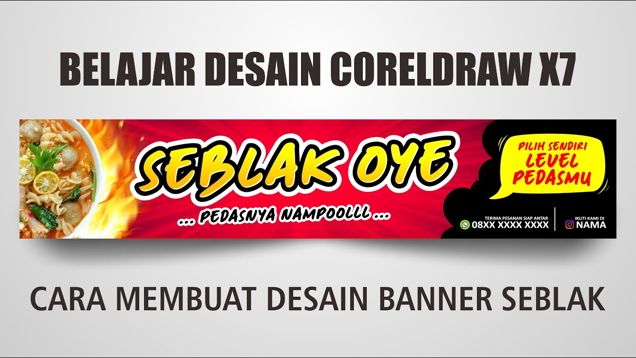 Learning coreldraw design to make a seblak banner