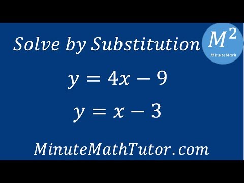 Part of a video titled Solve by Substitution: y=4x-9 and y=x-3 - YouTube