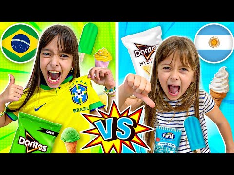 24 HOURS EATING FOOD WITH THE COLORS OF THE BRAZIL X ARGENTINA WORLD CUP 💋 JÉSSICA GODAR AND LAUR...