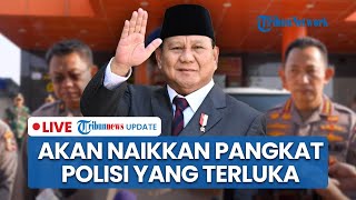 Keterangan Pers Prabowo seusai Jenguk Polisi yang Terluka, Minta Kapolri Naikkan Pangkat Luar Biasa