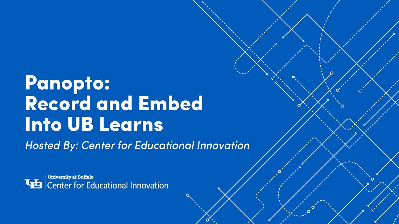 This video provides an overview of how to record with Panopto and embed into UB Learns courses.