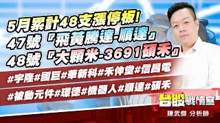 5月累計48支漲停板!47號『飛黃騰達-順達』、48號『大顆米-3691碩禾』#宇隆#國巨#華新科#禾伸堂#信昌電#被動元件#璟德#機器人#順達#碩禾｜小武哥投資事務所｜陳武傑 (圖)