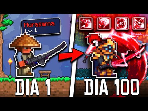 Passei 100 Dias no Terraria upando a Murasama lvl 1