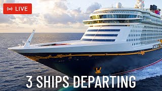 SHIPS TV -  Disney Fantasy, Iona & Ventura Cruise Ships Departing Port of Southampton (LIVE)