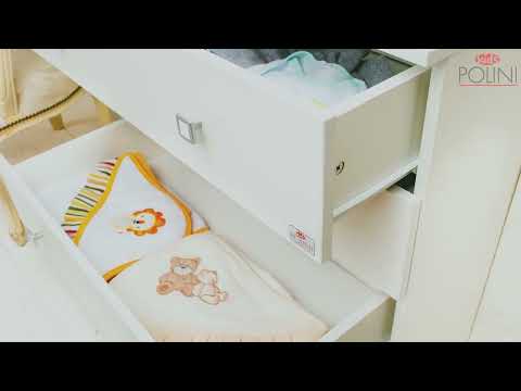 Комод для пеленания с ящиками POLINI Kids Simple 1580 Вяз / Белый в Салехарде - видео 1