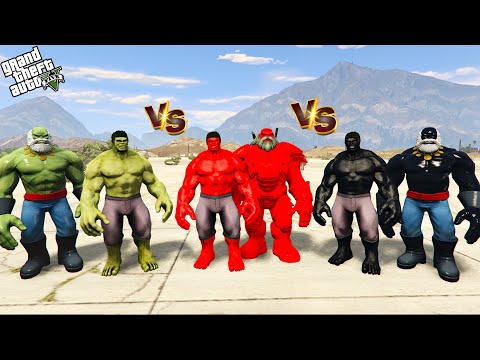 Team Green Hulk Vs Team Red Hulk Vs Team Black Hulk Epic Battle In GTA 5