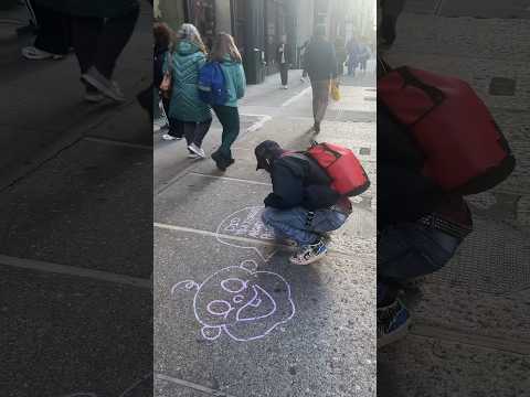I Got Yelled @ For Drawing On The Sidewalk #streetart #graffiti #nyc