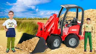 Download lagu New Loader Excavator Bruder Helps Tractor JCB Collect Sand mp3