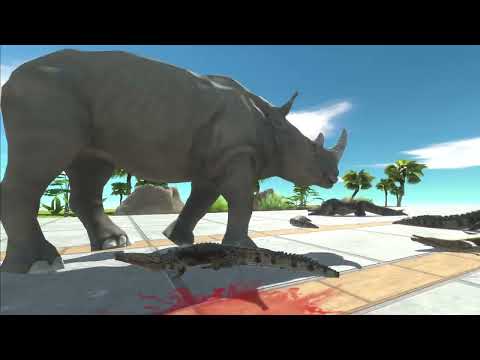 Escape from Deadly Mosasaurus - Animal Revolt Battle Simulator Rhinoceros
