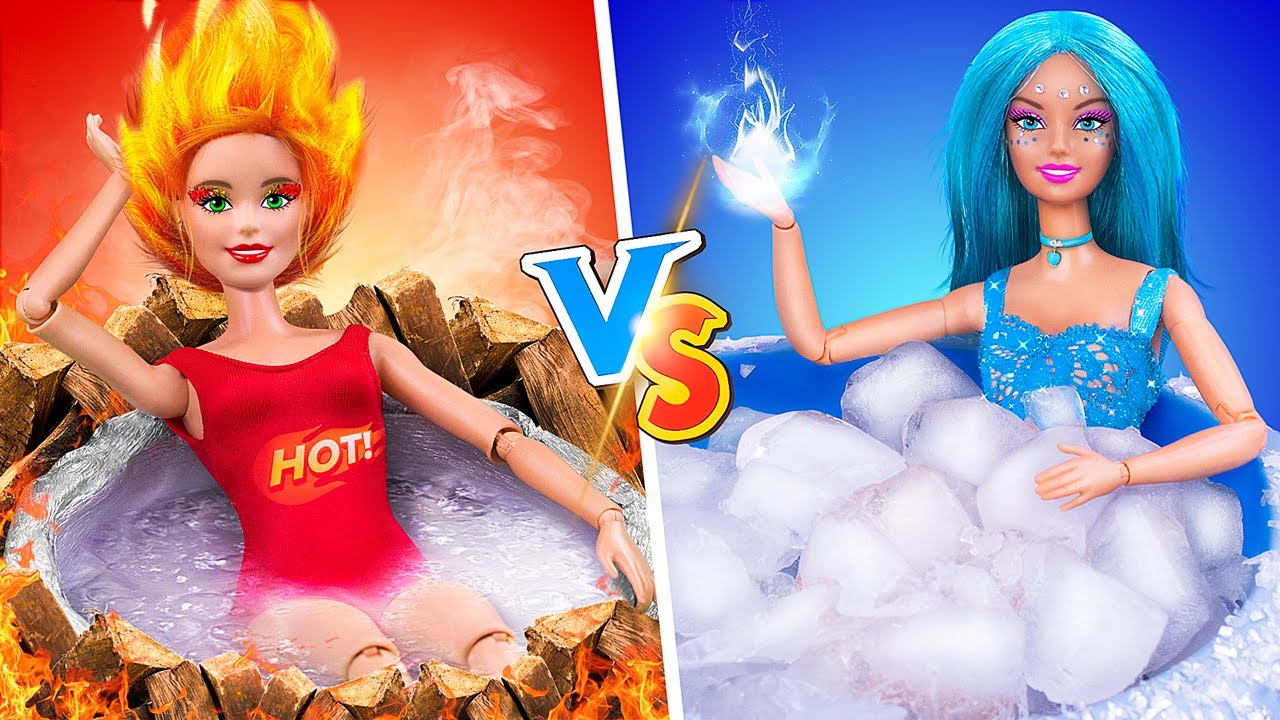Hot vs Cold Challenge / 12 DIY Barbie Hacks and Crafts