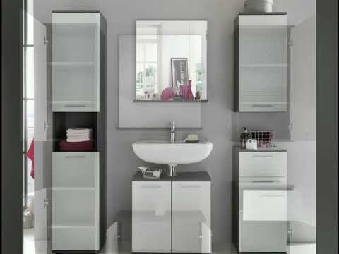 Waschbeckenunterschrank Smart Hochglanz Weiß / Grau