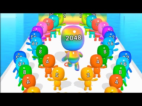 Satisfying Mobile Game / Man Runners 2048 vs push harder - 2048 jelly Gameplay New Level #3
