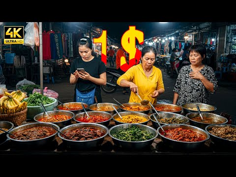 🇰🇭 Cheap & Delicious! $1 Dinner at Chbar Ampov Market in Phnom Penh
