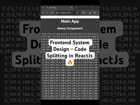 Code Splitting in ReactJs | Lazy Loading | System Design Concept Part 1 | Performance Optimization