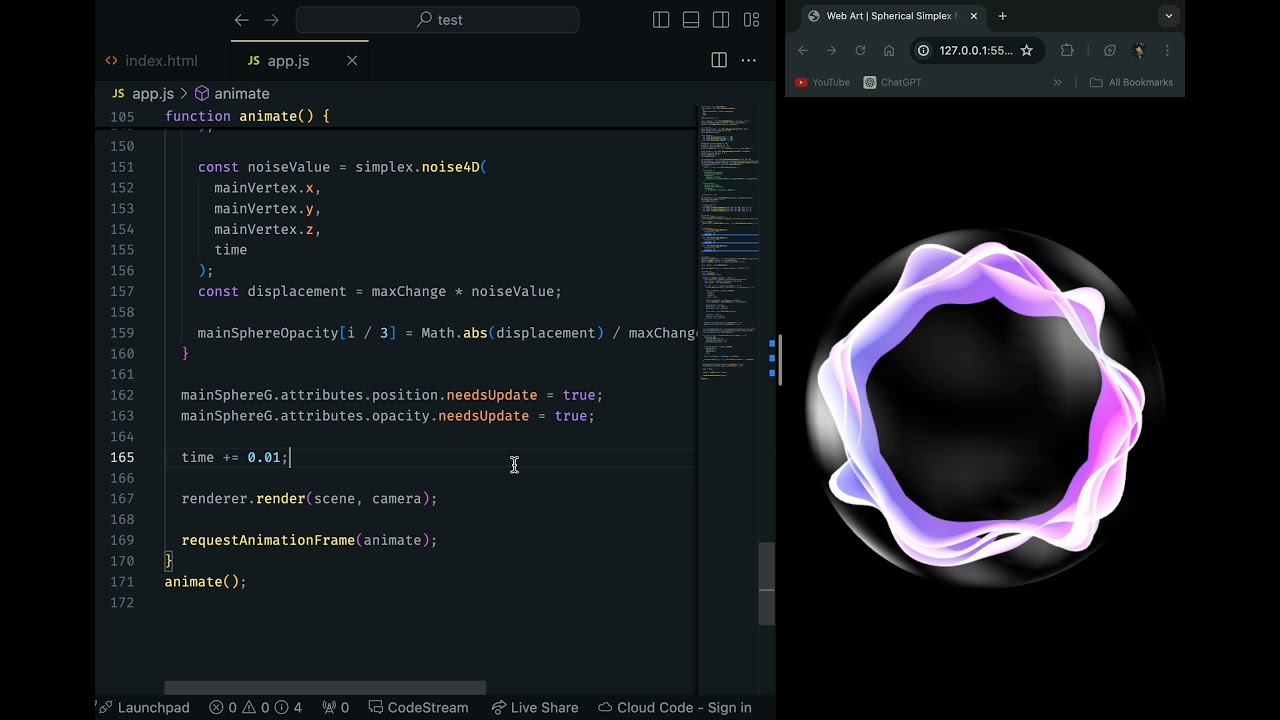🌟 WebArt Tutorial: Creating a Stunning 3D AI Interface with Enhanced Lighting & Glassy Sphere 🌐