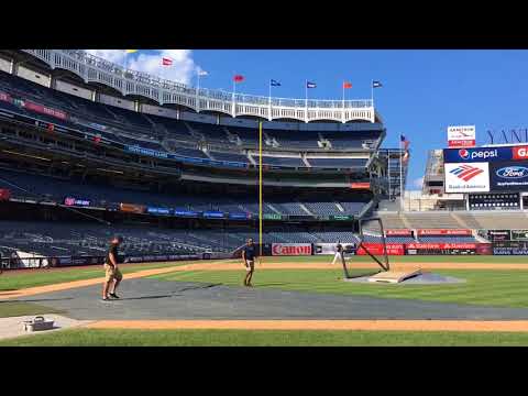 Aaron Judge works out at Yankee Stadium