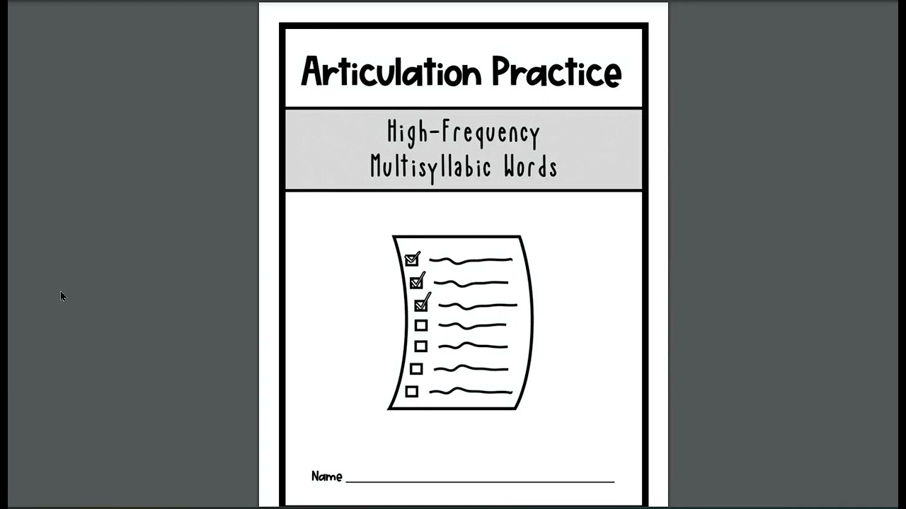 Multisyllabic Word Lists for Speech Therapy