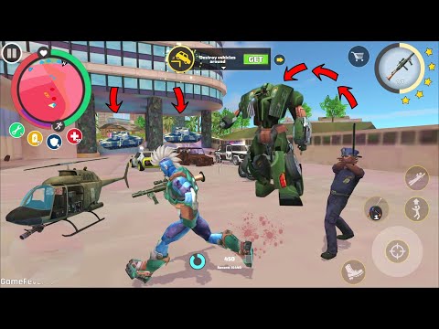 Rope Hero Vice Town - (Private House with Private Vehicle) Robot Car Stuck in gallery - Gameplay HD