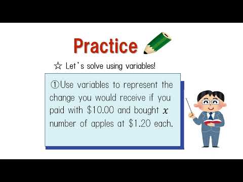 中1＿文字を用いた式に表すこと（英語版）