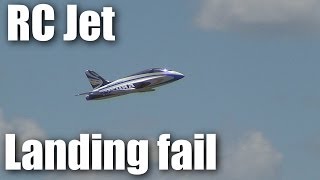 Jet turbine powered RC plane crashes on landing