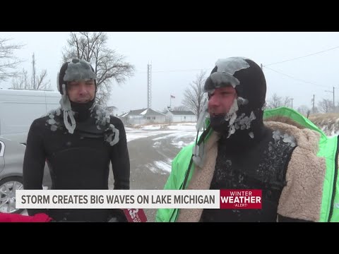 Winter Storm creates massive waves on Lake Michigan