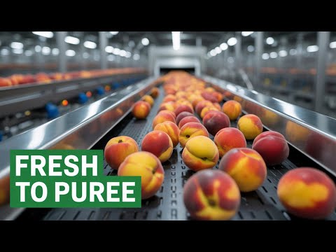 "De Melocotón a Puré: El Increíble Viaje en una Planta Moderna 🍑"