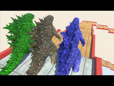 3x Godzilla Death Fall Attack - Animal Revolt Battle Simulator