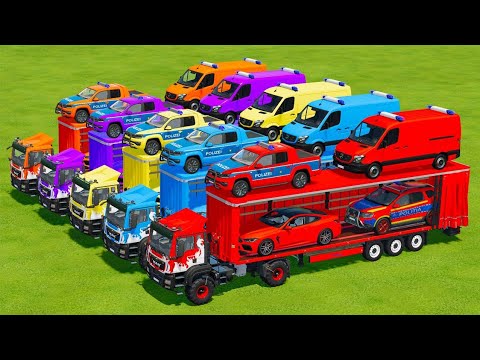 TRANSPORTING BMW M8. MERCEDES. VOLKSWAGEN & DACIA EMERGENCY CARS WITH MAN TRUCKS - Farming Simulator