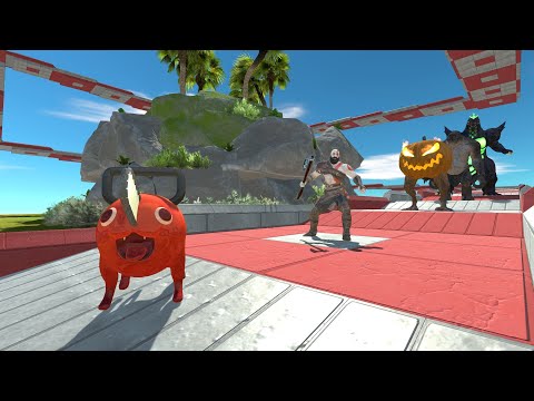 Pochita Death Fall vs Super Godzilla - Animal Revolt Battle Simulator