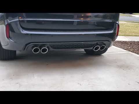 F85 BMW X5M VRSF catless + x pipe warm start & revs with valves closed and opened.