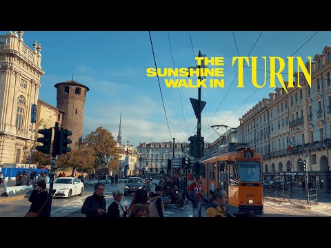 Lively City Center of Turin, Italy Walking Tour - 4K