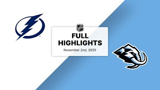 NHL Highlights | Lightning vs. Mammoth | November 02, 2025
