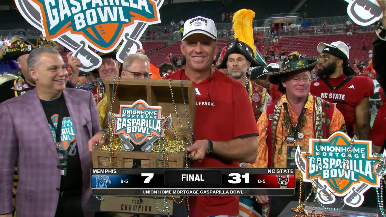 NC State Wolfpack, Caden Fordham lift 2025 Gasparilla Bowl trophy 🏆 | ESPN College Football