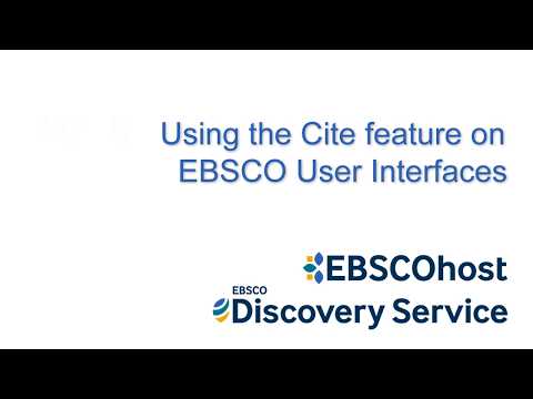 Citing Articles On Ebsco User Interfaces Tutorial