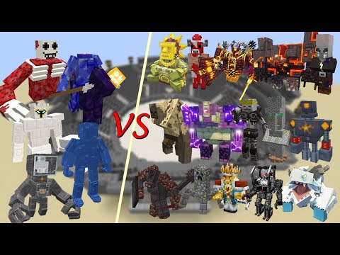 Various bosses addition mobs VS random mobs battle royale!  Minecraft mob battle! Part1