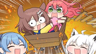 【手描き】トロッコレースで阿鼻叫喚のみっころね【戌神ころね/さくらみこ/白上フブキ/星街すいせい/ホロライブ切り抜き】