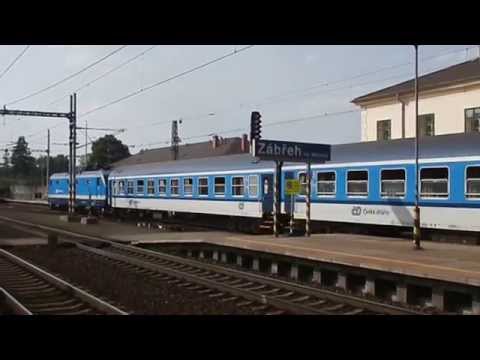 Stanice Zábřeh n/M a odjezd R 884 Galán do Prahy