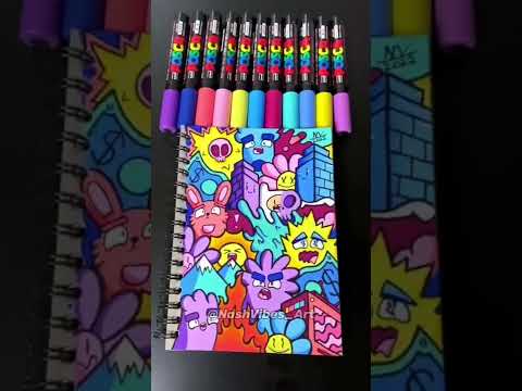 Custom Sketchbook using Posca Markers! Satisfying (#Shorts)
