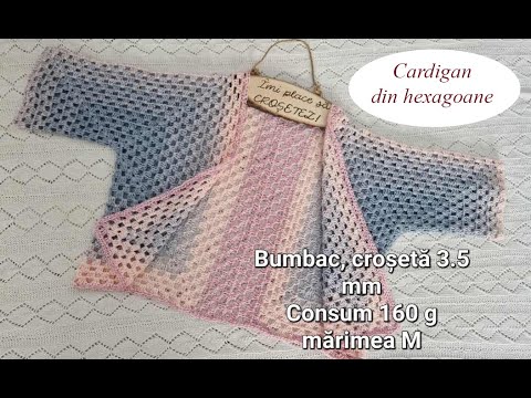 Cardigan crosetat din hexagoane - simplu si de efect - PARTEA 1