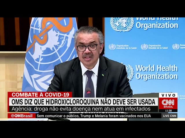 OMS: Hidroxicloroquina não funciona contra Covid-19 e pode causar efeito adverso