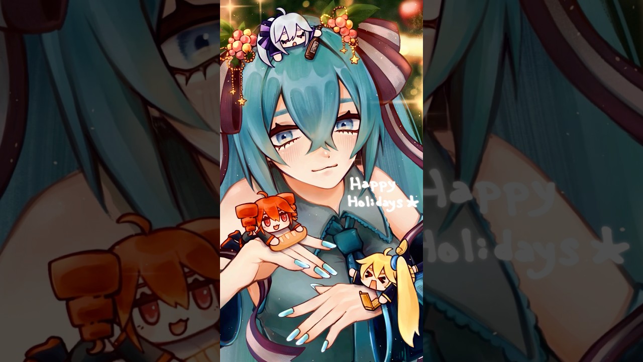 メリークリスマス🎄珍しくデジタルで描いて動かしてみた🧸✨ #イラスト #drawing #hatsunemiku