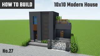 マイクラ建築：おしゃれでモダンな黒い家の作り方。バルコニーとガレージ付き。10x10ブロックで簡単に。 No.27