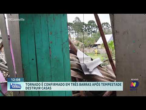 Defesa Civil confirma passagem de tornado após tempestade em Três Barras